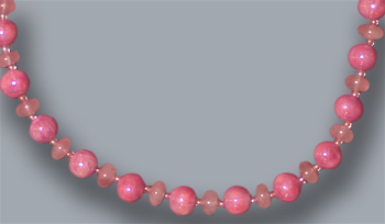 Rose small beads, rose quartz; 18 inches long<