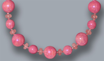 Rose large beads, rose quartz; 18 inches long